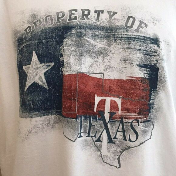 Property of Texas Men's 2XL TShirt Red White Blue Texas Flag Shirt Heavy Cotton - Picture 3 of 5